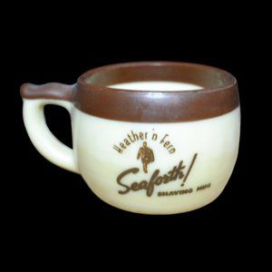 Vintage Seaforth Heather N Fern Shaving Mug Tan Brown Trim Vintage Bath Decor